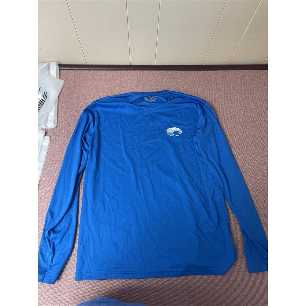 COSTA Logo Long Sleeve Fishing Shirt Graphic Sleeve Blue Men's Size‎ Small